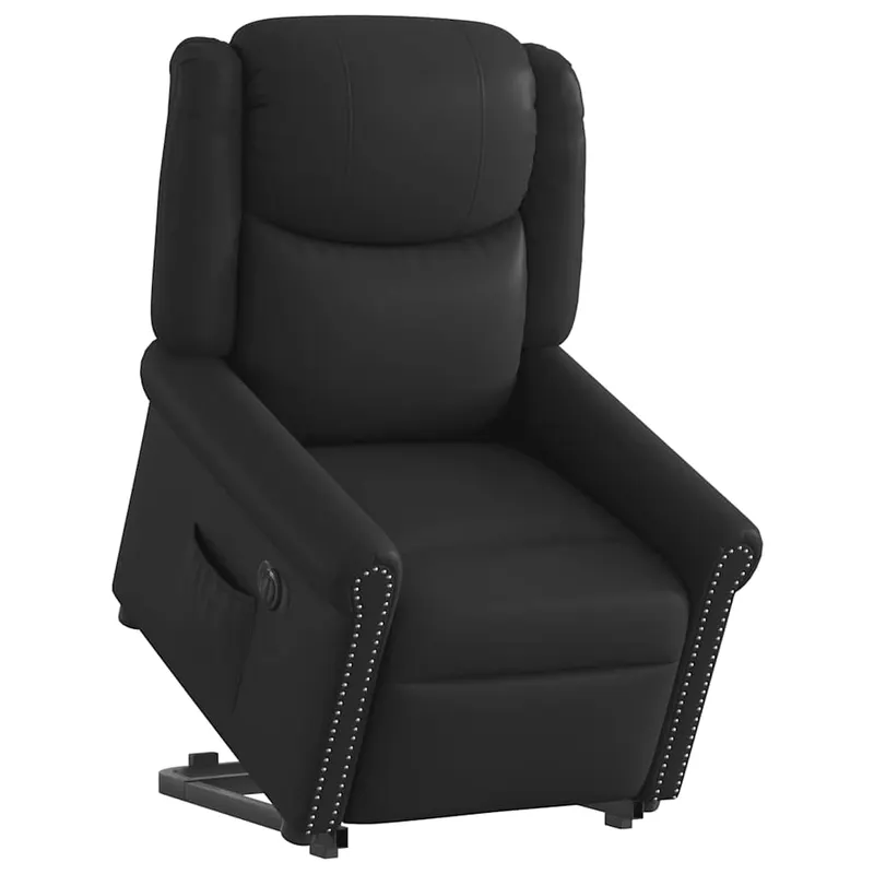 scaun reclinabil electric pe picioare neagra lucioasa