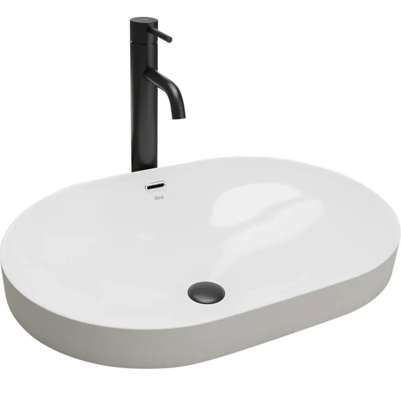 Lavoar oval Rea Arleta, alb lucios, 61,5 x 40 cm