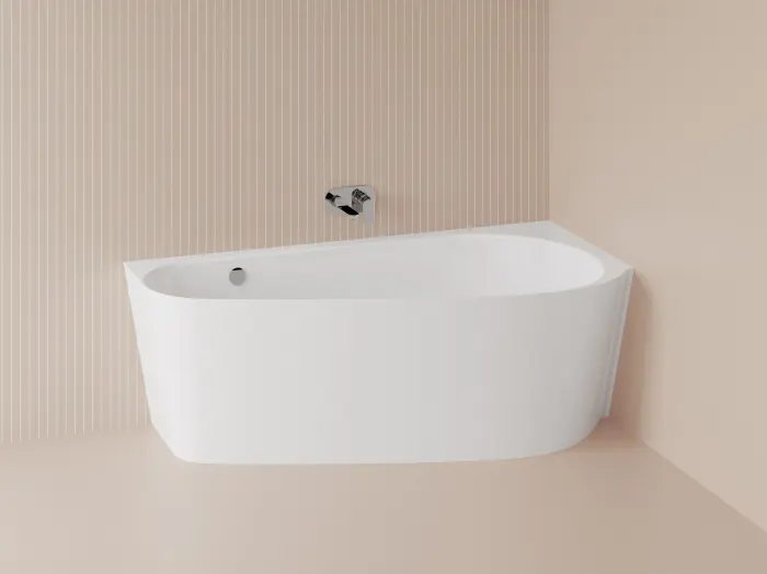 Cada freestanding dreptunghiulara, compozit alb mat, interior lucios,165x84x58 cm, Isabella