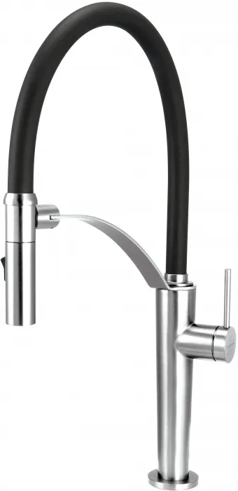 Baterie pentru chiuveta bucatarie, crom, cap mixer, pipa flexibila, 2 tipuri de jet, Deante Corda