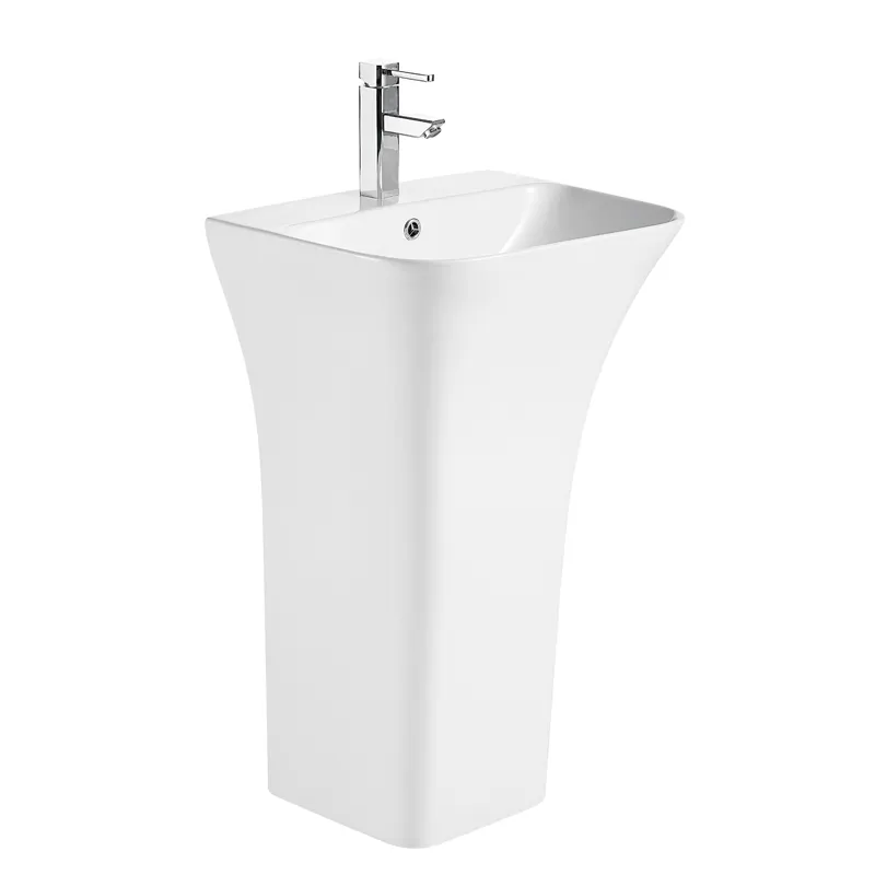 Lavoar stativ Fluminia Aramis 55, 43.5x55x83.5 cm, back-to-wall, garantie 2 ani, alb