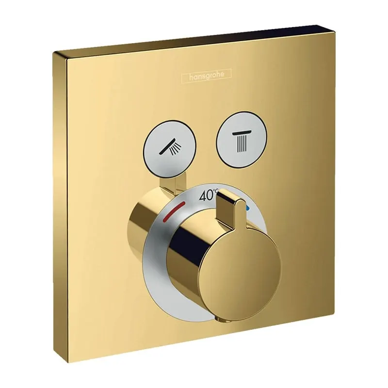 Baterie dus termostatata Hansgrohe ShowerSelect, 2 functii, blocare 40 grade, auriu lucios