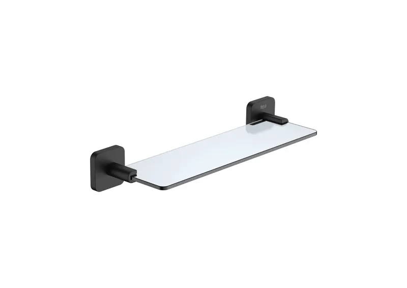 Etajera baie Roca A817888NB0, 108 mm, 350 mm, 52 mm, 2 orificii instalare, pe perete, metal, sticla, Crom