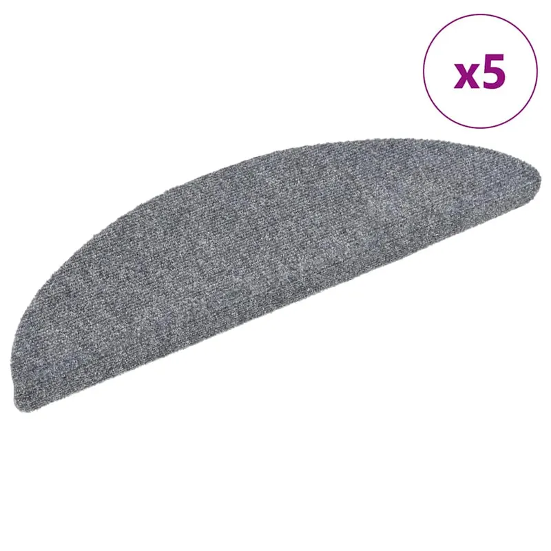 covorase pentru scari autoadezive, 5 buc., 56x17x3 cm, gri deschis, semirotunde