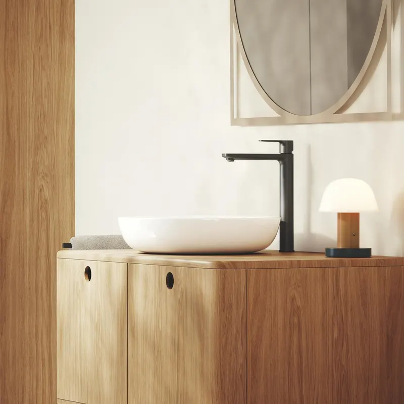Baterie lavoar Grohe 234052431, Lineare, tip comanda monocomanda, marime xl, tip instalare pe blat, negru