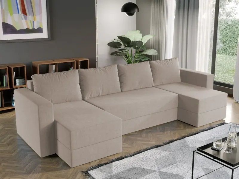 Coltar U Extensibil cu lada Alfa crem — imaginea 2