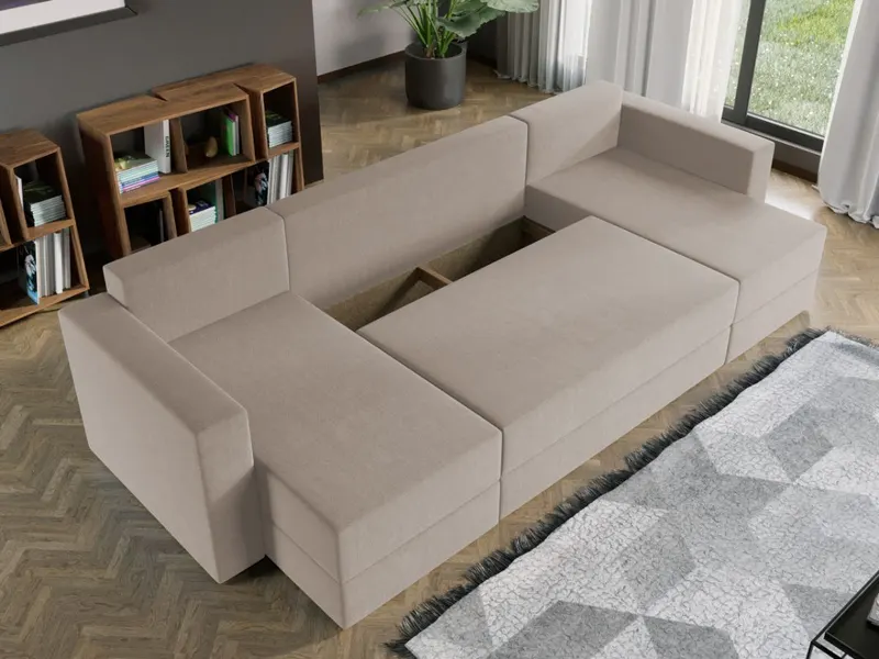 Coltar U Extensibil cu lada Alfa crem — imaginea 3