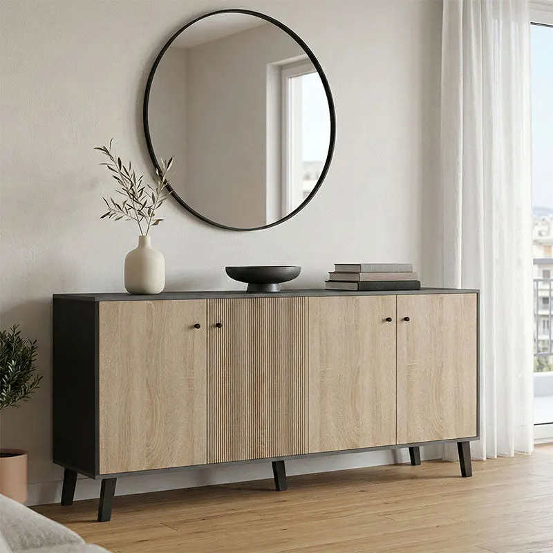 Bufet cu spațiu de depozitare Tuscany, Modern, Lemn, SONOMA -ANTHRACITE, 180x40x79 cm - SONOMA -ANTHRACITE