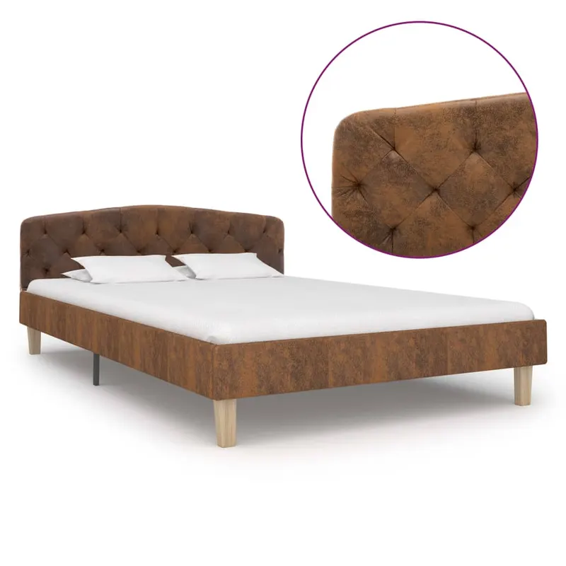 cadru de pat, maro, 120x200 cm, piele intoarsa ecologica