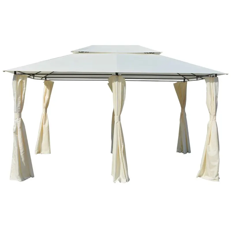 cort de gradina cu perdele 4 x 3 m, alb