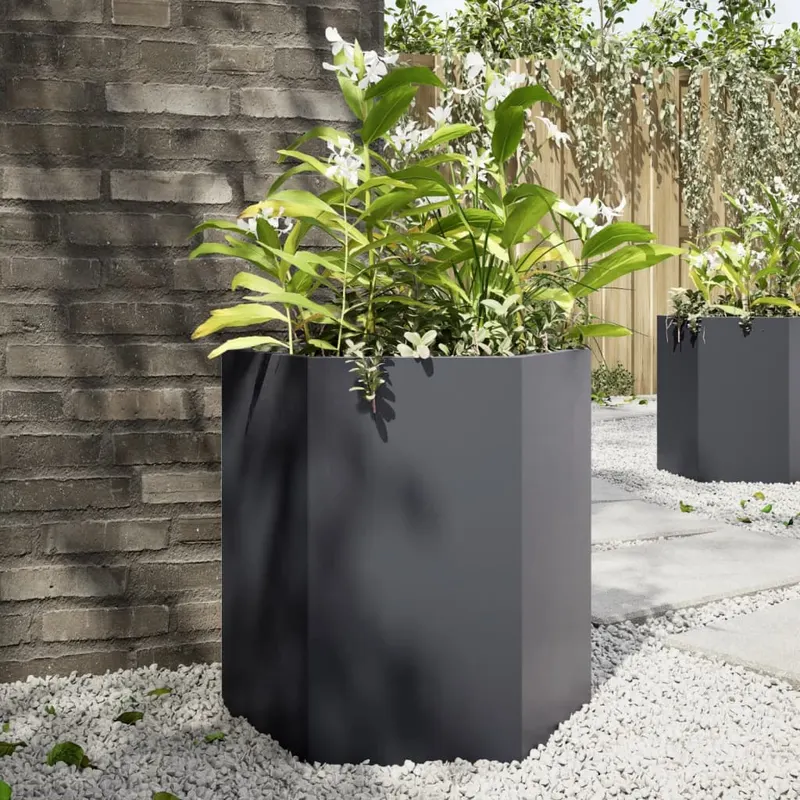 jardiniera de gradina antracit 46x40x45 cm otel hexagonal