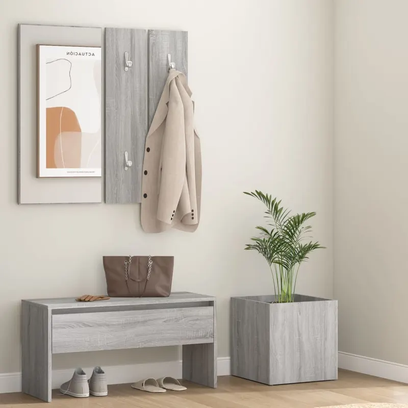 set de mobilier pentru hol, gri sonoma, lemn prelucrat