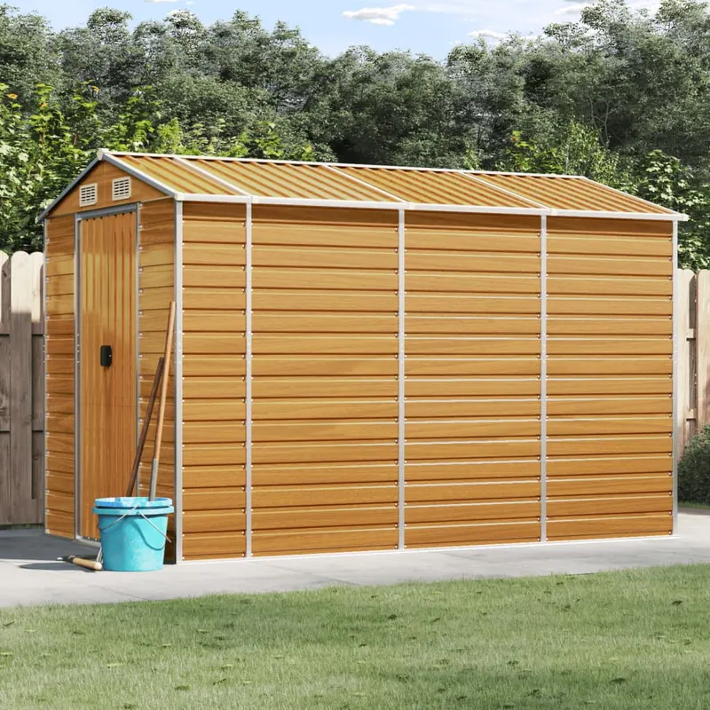 sopron de gradina, maro deschis, 191x300x198 cm otel galvanizat