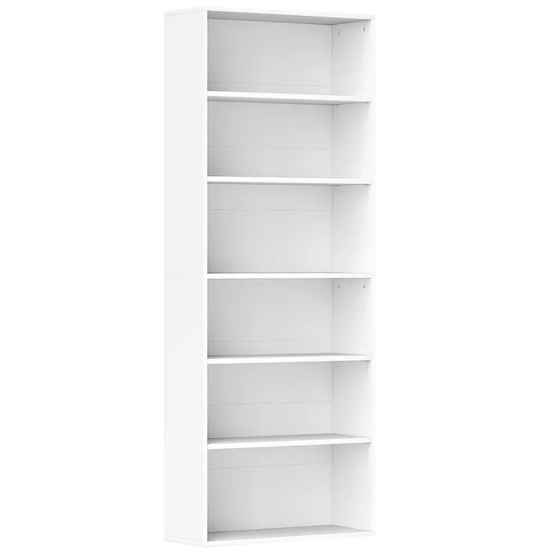 HOMCOM Bibliotecă raft de depozitare 6 niveluri cu polițe reglabile pentru living, dormitor, birou, 60x24x158,5cm, alb