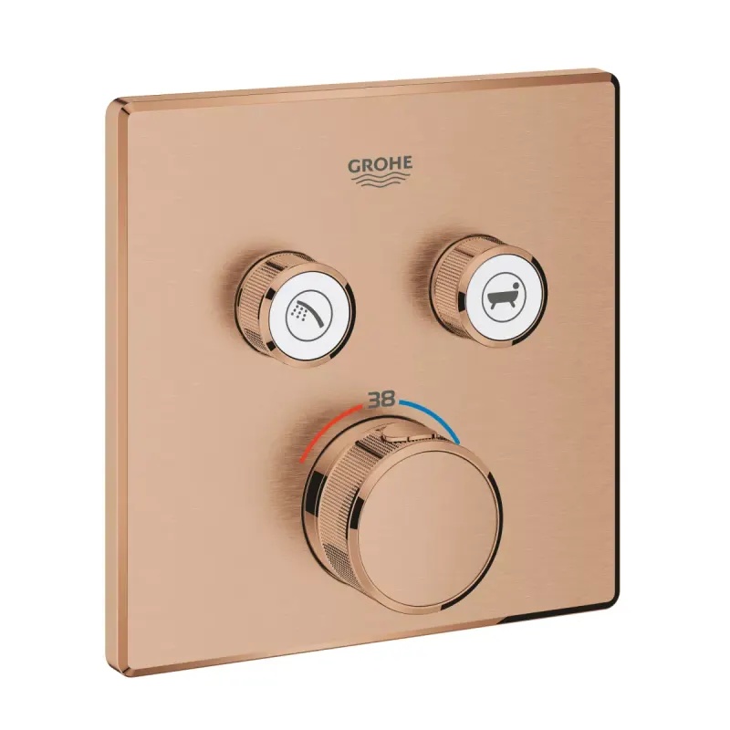 Unitate control Grohe Smartcontrol 29124DL0, 2 iesiri, termostat, necesita valva, mat, cupru