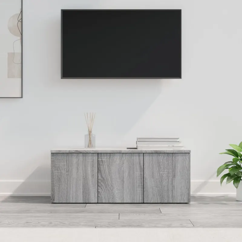 comoda tv, gri sonoma, 80x34x30 cm, lemn compozit