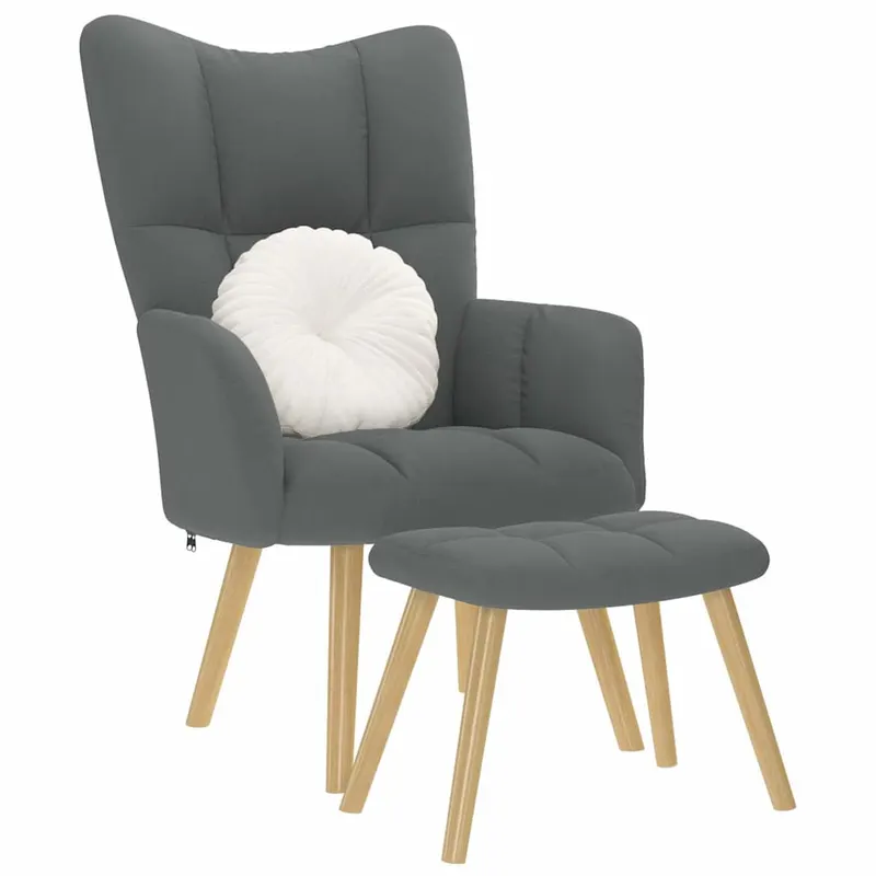 scaun de relaxare cu taburet, gri deschis, textil