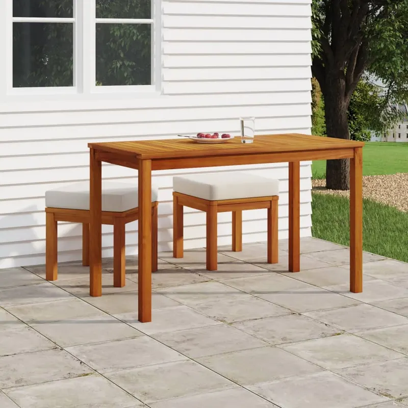 Set sufragerie de gradina, 3 piese, cu perne, lemn masiv acacia