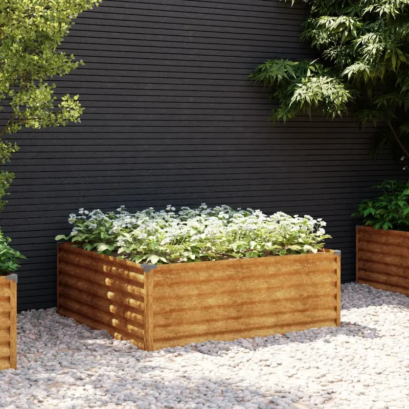 strat inaltat de gradina, 100x100x36 cm, otel corten