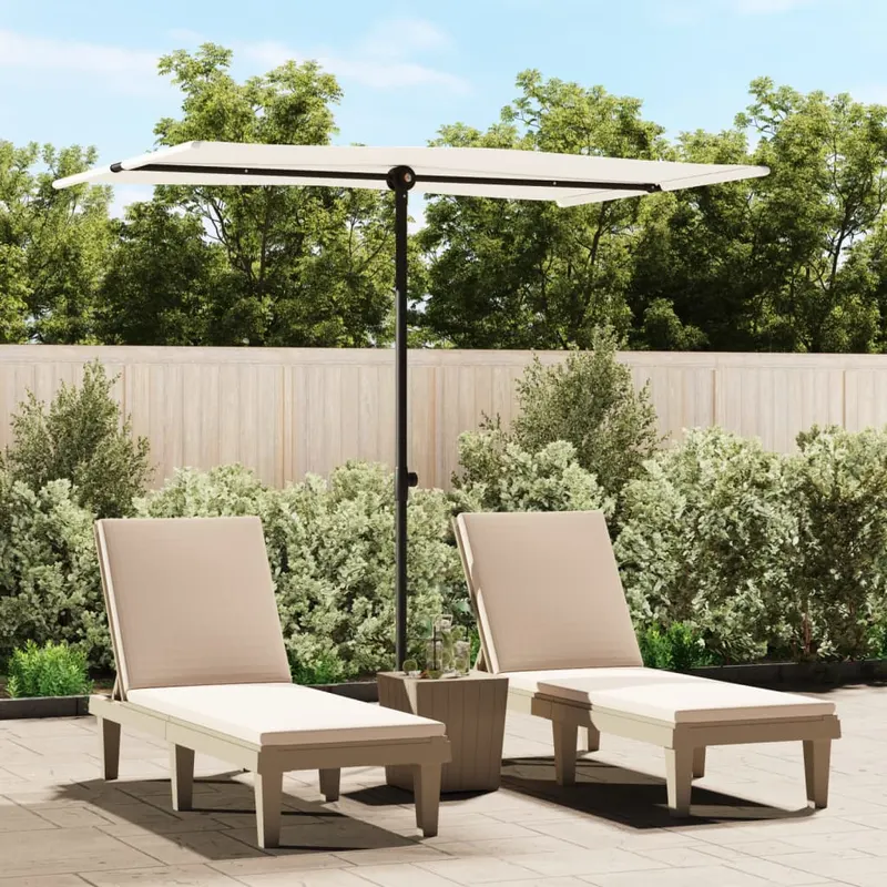umbrela de soare de gradina stalp aluminiu alb nisipiu 2x1,5 m