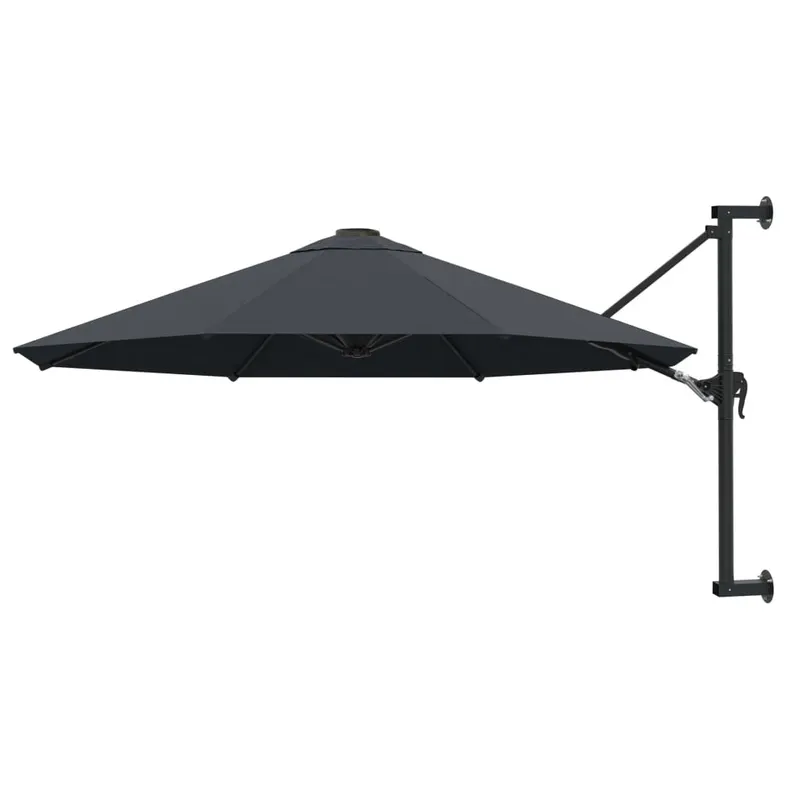 umbrela soare, montaj pe perete, stalp metal, 300 cm, antracit