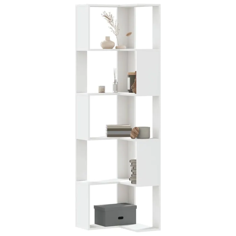 biblioteca 5 niveluri alb 50x50x179cm lemn prelucrat