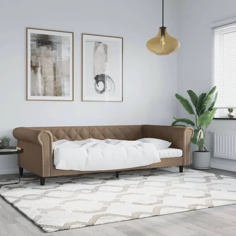 pat de zi, cappuccino, 100x200 cm, piele ecologica