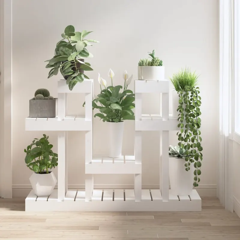 suport pentru plante, alb, 104,5x25x77,5 cm, lemn masiv de pin