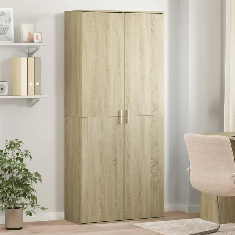 dulap inalt, stejar sonoma, 80x35x180 cm, lemn prelucrat