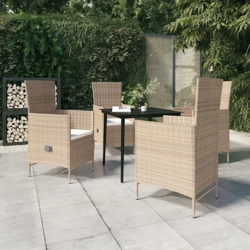 set de mobilier pentru gradina cu perne, 5 piese, bej