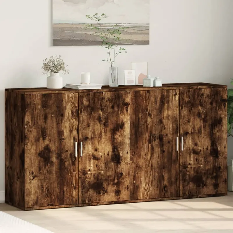 dulapuri, 2 buc., stejar fumuriu, 79x38x80 cm, lemn prelucrat