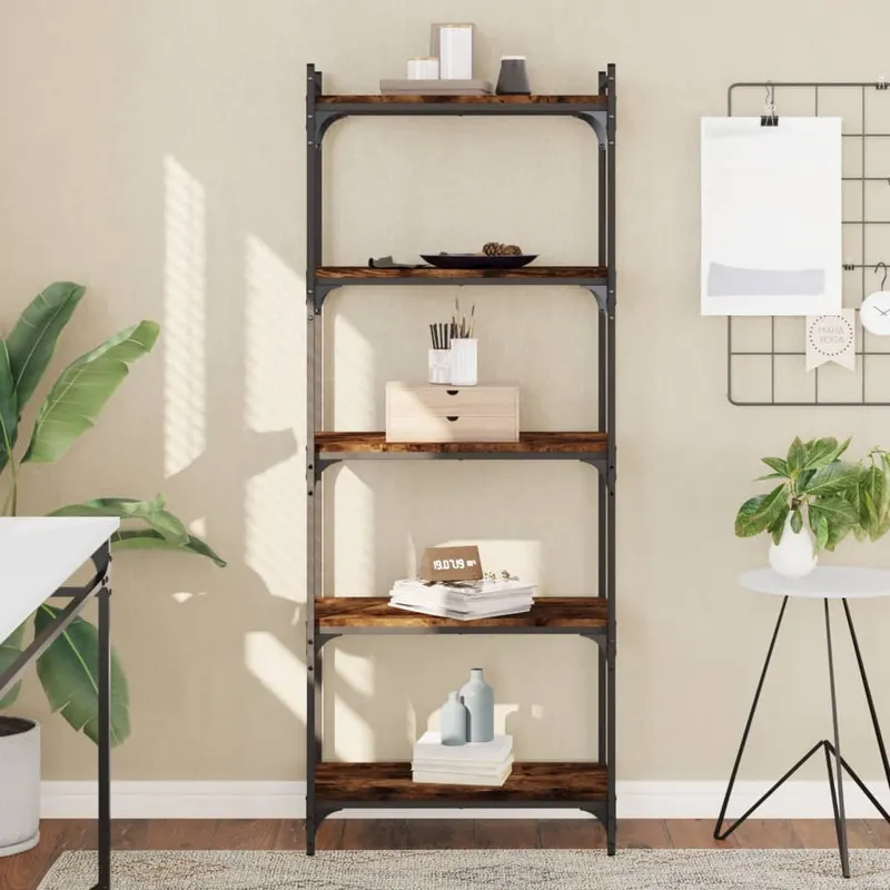 biblioteca 5 niveluri stejar afumat 60x30x154 cm lemn prelucrat