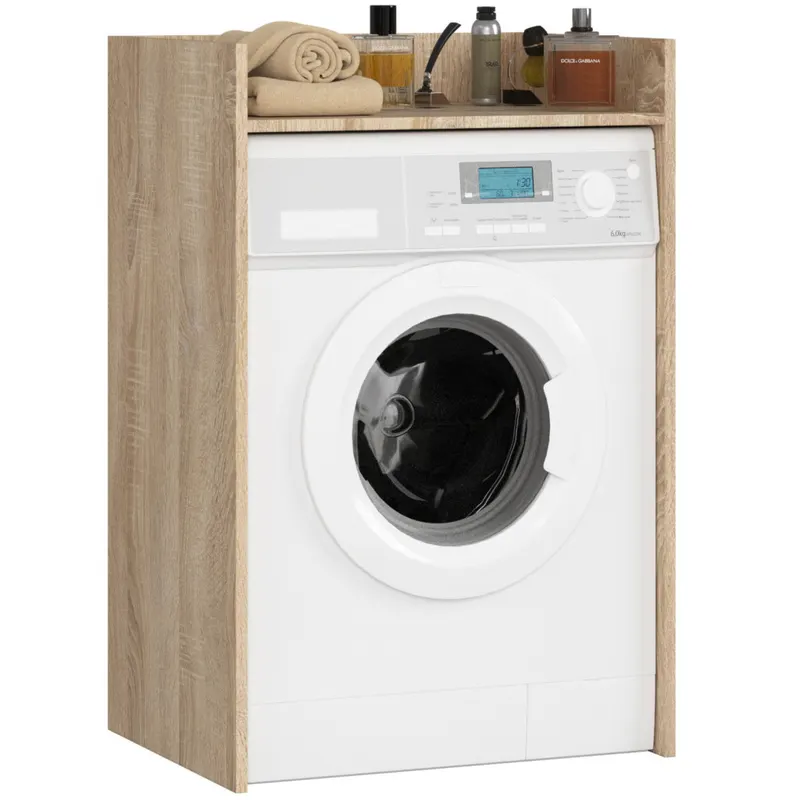 Masca masina de spalat pal laminat cu polita, 64x50x98 cm, design natural, stejar sonoma