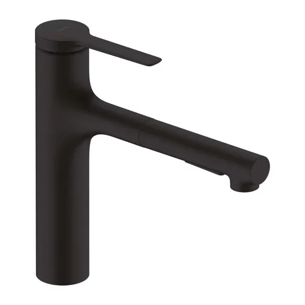 Baterie bucatarie cu dus extractibil Hansgrohe Zesis M33 160 negru mat 2 tipuri de jet