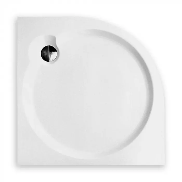 Cadita de dus semirotunda, din acril, alba, 90x90x6 cm, Roth Dream Flat