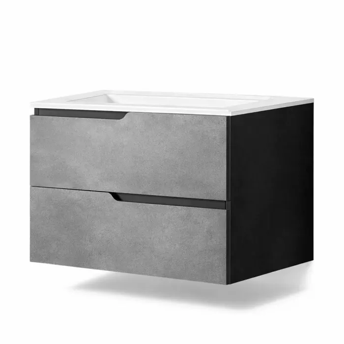 Mobilier pentru lavoar incastrat 60 cm, sertare softclose, gri urban, Fluminia Bari