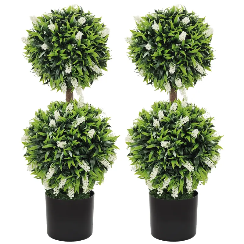 HOMCOM Set 2 plante artificiale, rezistente la UV, în ghiveci cu flori, 70 cm plantă de interior pentru sufragerie, grădină