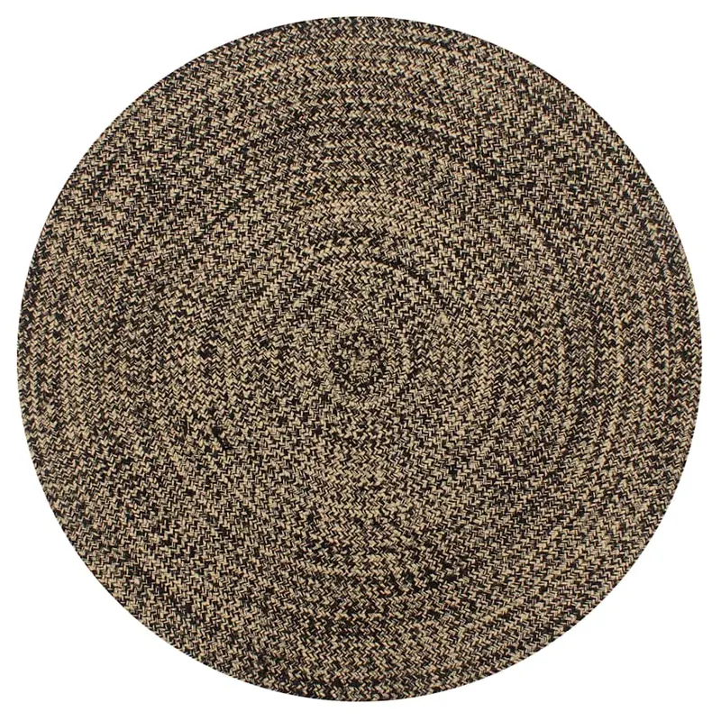 covor manual, negru si natural, 120 cm, iuta