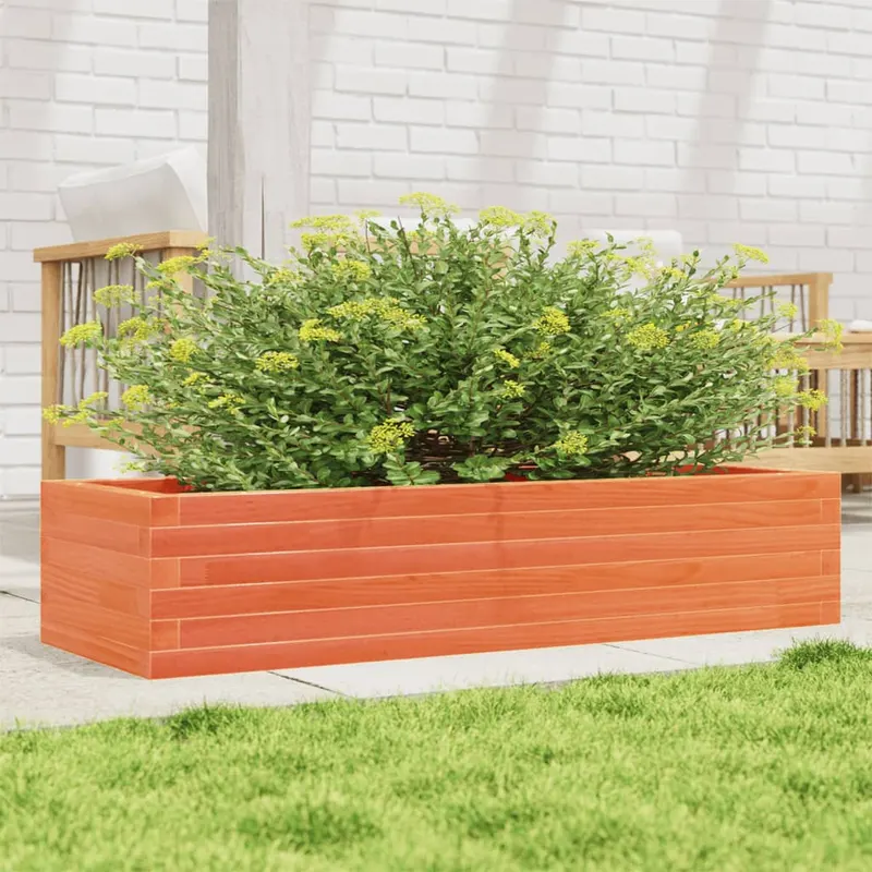 jardiniera de gradina, maro ceruit, 110x40x23 cm lemn masiv pin