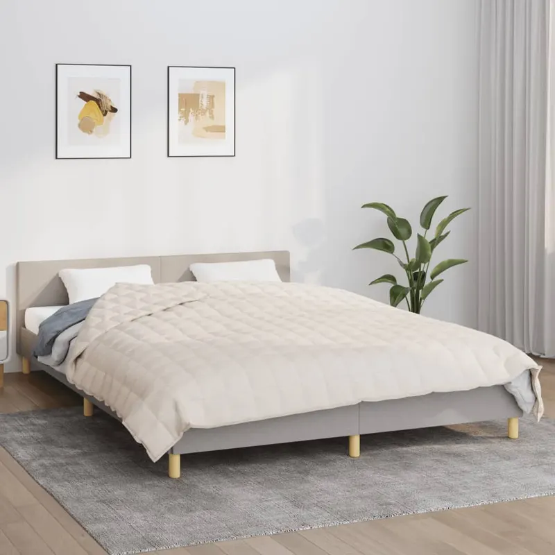 patura grea, crem deschis, 220x240 cm, 11 kg, material textil