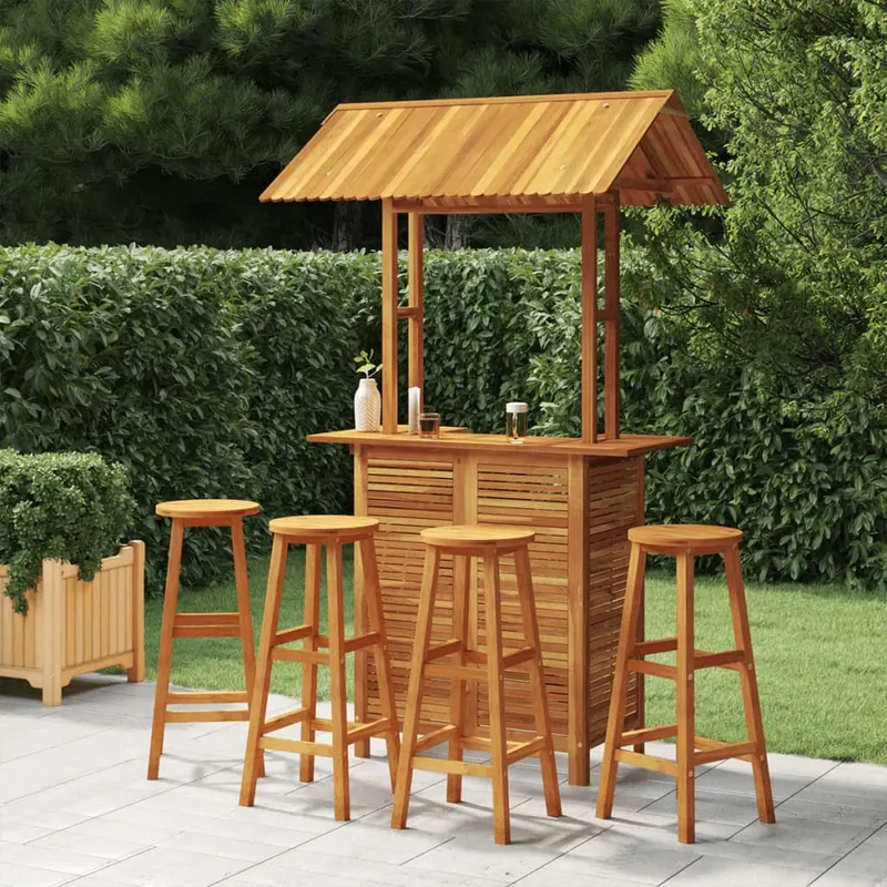 set mobilier de bar de gradina, 5 piese, lemn masiv de acacia