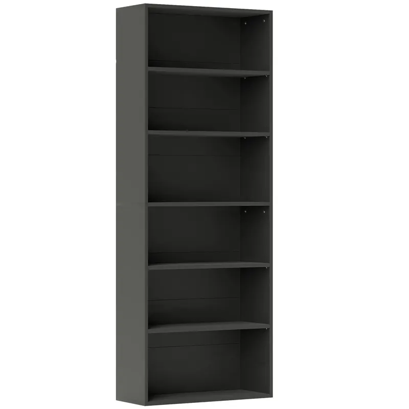 HOMCOM Bibliotecă raft de depozitare 6 niveluri cu rafturi reglabile pentru living, dormitor, birou, 60x24x158,5cm, negru