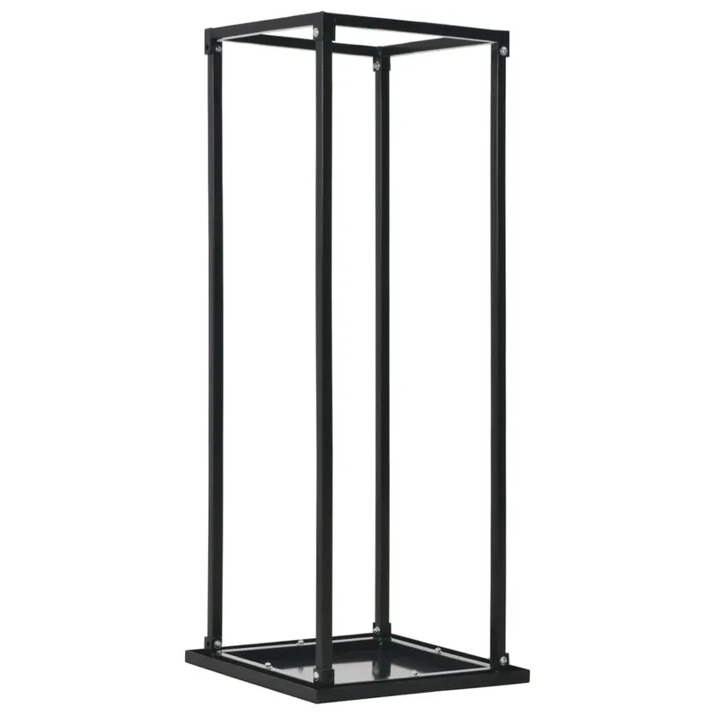 rastel lemne de foc, cu postament, negru, 37x37x113 cm, otel