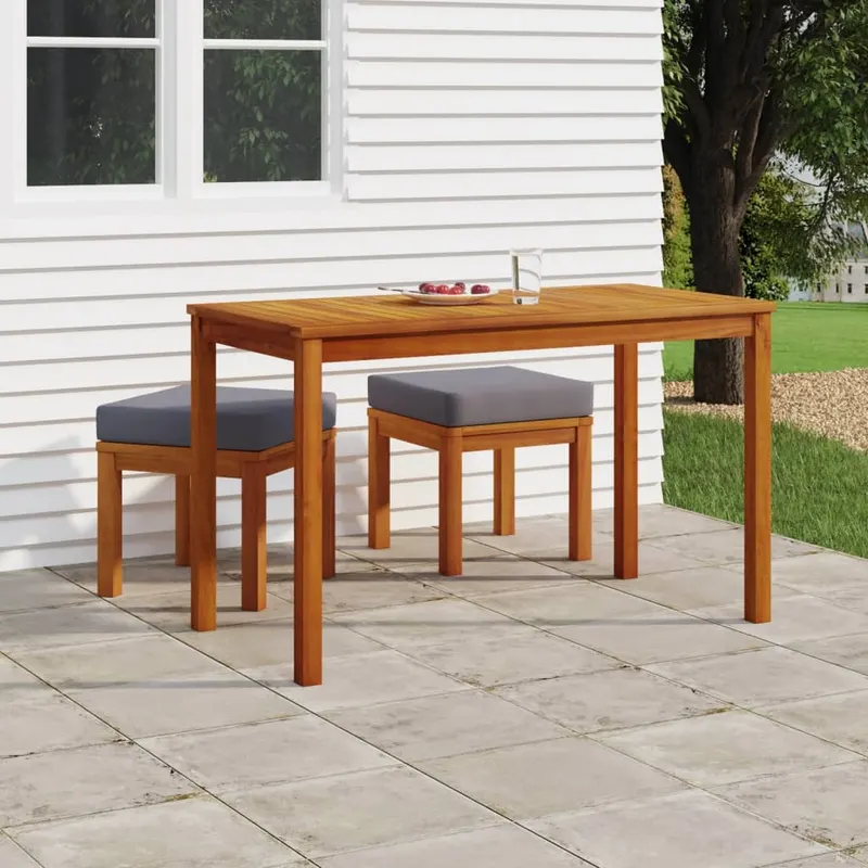 set sufragerie de gradina, 3 piese, cu perne, lemn masiv acacia