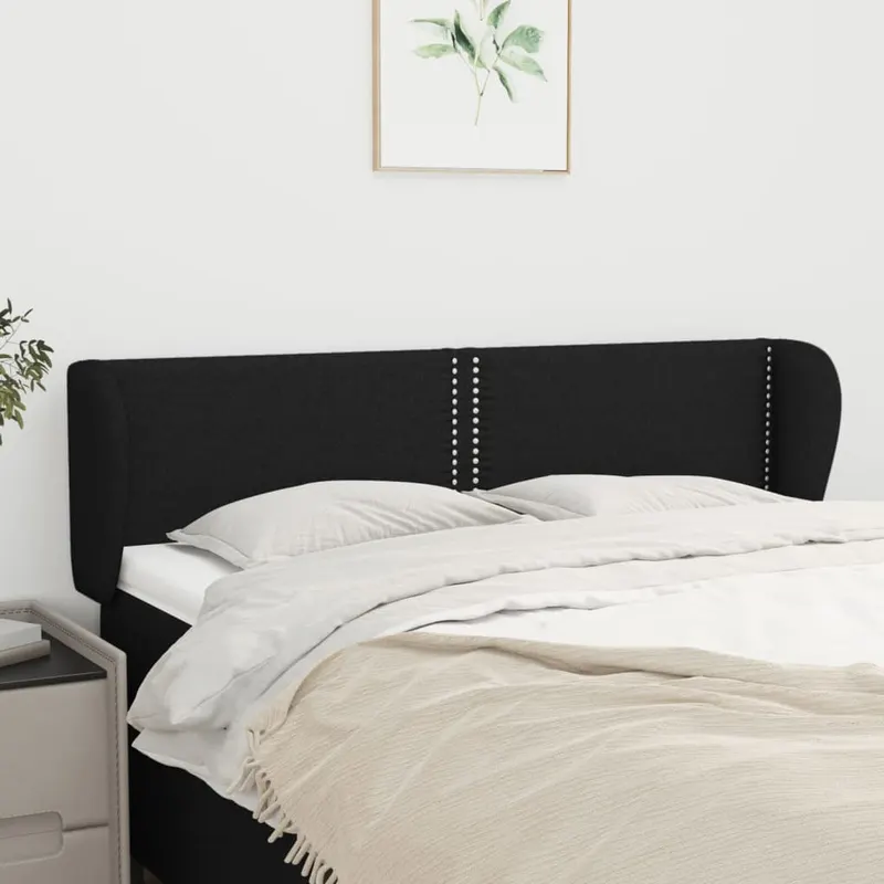 tablie de pat cu aripioare negru 147x23x78/88 cm textil