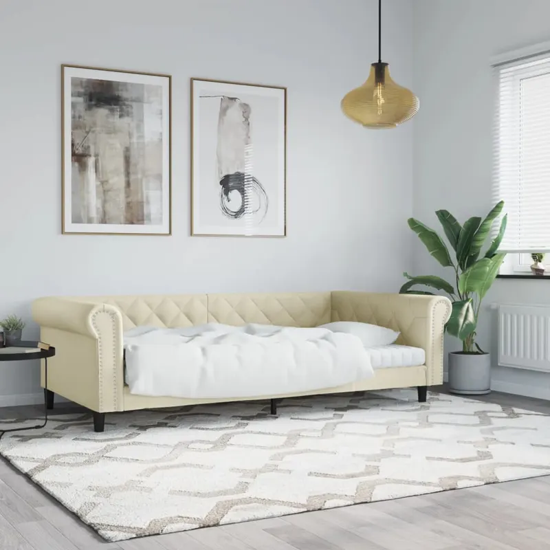 pat de zi, crem, 100x200 cm, piele ecologica