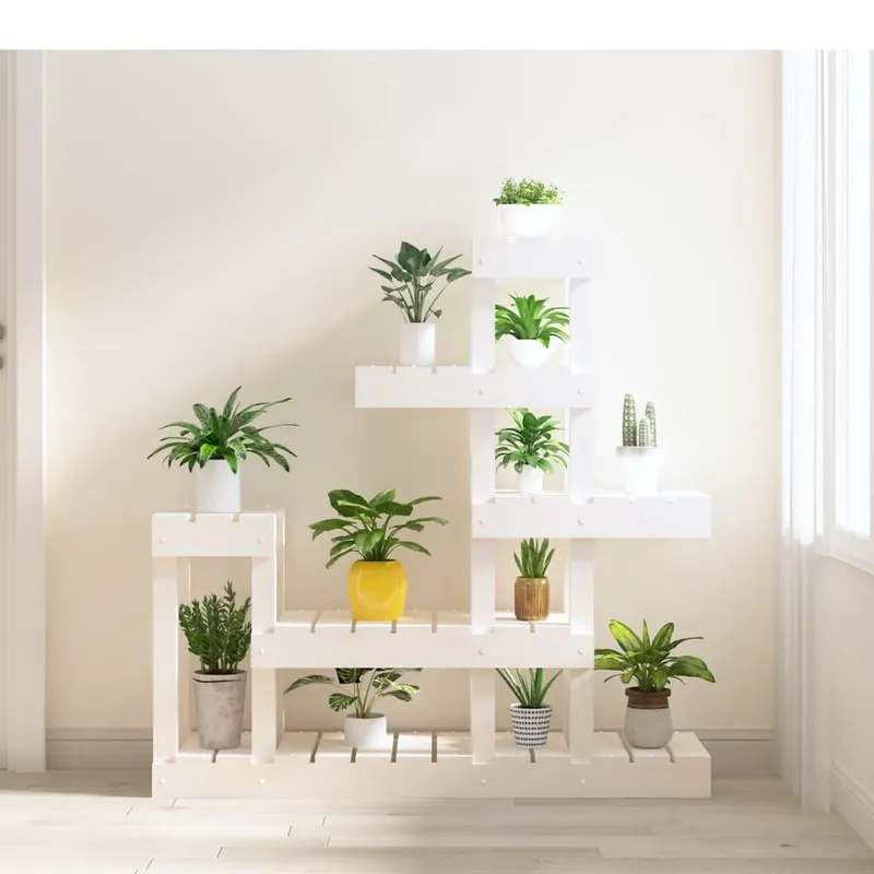 suport pentru plante, alb,92x25x97 cm, lemn masiv de pin