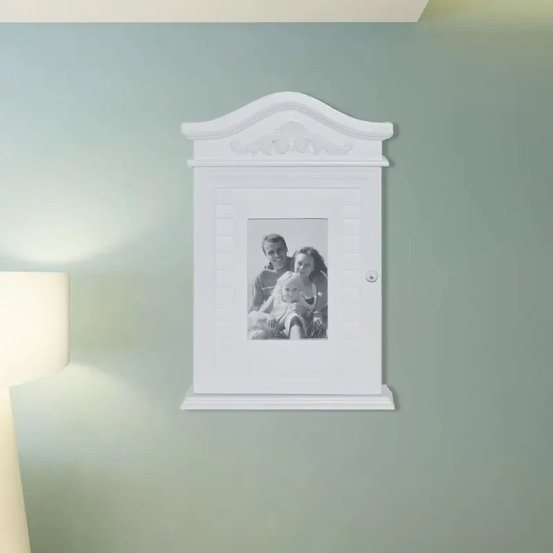 dulap pentru chei cu rama foto, alb