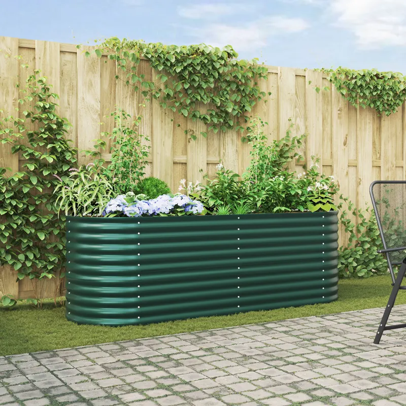 Pat ridicat pentru gradina verde 240x80x81 cm din otel galvanizat