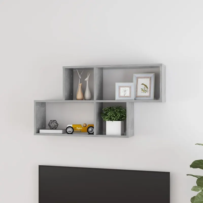 raft de perete, gri beton, 100x18x53 cm , pal